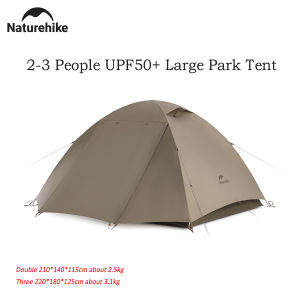 Naturehike 2-3 People UPF50+ Outdoor Camping Park Tent Large Space Waterproof Windproof PU2000mm 7001 Aluminum Alloy Pole Lightweight 2.5kg