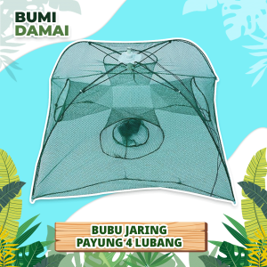 Bumi Damai Perangkap Bubu Payung 4 Lubang Alat Jaring Pancing Jala Ikan Udang Kepiting Lele Lobster Sungai Laut Danau Fish Trap Net