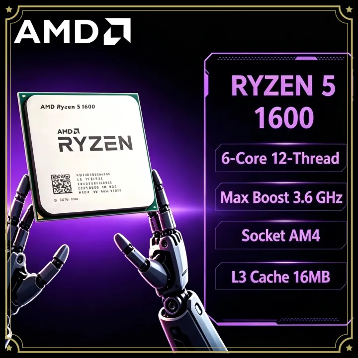 AMD | AMD Ryzen 5 1600 R5 1600 3.2 GHz Six-Core Twelve Thread 65W CPU Socket AM4 Processor YD1600BBM6IAE