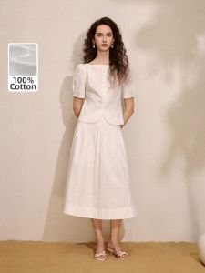 LANCY FROM 25 | Collaboration Cotton Puff Sleeve Hollow-out Shirt/Dress