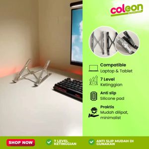 Dudukan Penyanggah Laptop Stand Portable Holder Lipat Notebook Tatakan Ipad Bahan Aluminium Alloy Single Adjustable Folding Tablet Kuat Kokoh Ringan