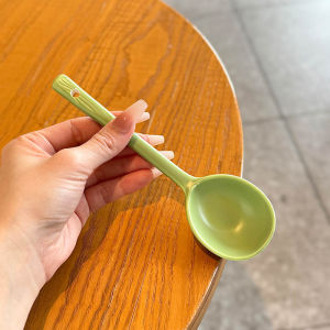 Thìa Gốm Sứ Dài Cầm Tay Bằng Bột Tráng Men Mờ Dùng Trong Gia Đình Để Ăn Súp Và Cháo Dễ Thương Hình Tròn