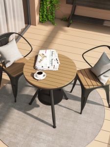 Outdoor Occasional Table and Chair Outdoor Courtyard Antiseptic Wood Outdoor Dining Tables and Chairs Set For Home Adjustable Balcony Small Table