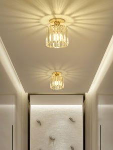 Simplified Luxury Crystal Corridor Light Hallway Lighting Balcony Entrance Embedded Minimalist Ceiling Light Iron Art LED Lamp