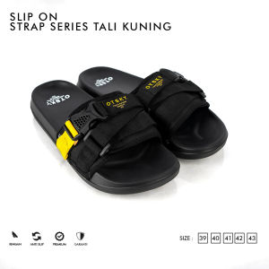 Otsky Sandal Slide Slip on Strap Series Tali Kuning Black