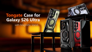 Tongate Magnetic for Samsung Galaxy S26 Ultra Case with Aluminum Alloy Kickstand TPU Non-Slip Edge Military Grade Protection Shockproof Case for S26 Ultra Orange