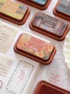 Chaoyu Vintage Oil Painting Tin Box Stamp Pad Childrens Colorful Rubber Stamp Handprint Fingerprint High-Quality Oil-Based Journal Stamp Ink Pad