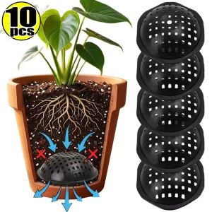 10Pcs Semi-Circular Bowl-Shaped Plant Pot Liners Mesh Pad Durable Plastic Planter Bottom Net Breathable Mesh Pads Drainage Hole Liners