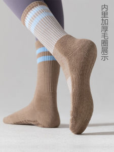 Non-Slip Yoga Socks Professional Womens Autumn Winter Towel Bottom Pilates Socks Indoor Sports Fitness Special Use Jumping Socks