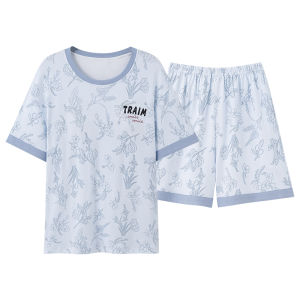 MiiOW | Pure Cotton Summer Sleepwear Womens Loose Casual Thin Short Sleeve Home Clothes Set MiiOW Cat Person Comfortable Breathable