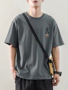 Summer Japanese Pure Cotton Korean Trend T-shirt Loose Print Short Sleeve Men T-shirt Couple Fashion Brand All-Matching Half-Sleeved T-shirt