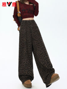 Quần Jeans Denim Ống Rộng Kiểu Dáng Thẳng Dài Đến Sàn in Hình Voi Cổ Điển Cho Nữ Quần Dài Mùa Thu Thiết Kế Ôm Dáng