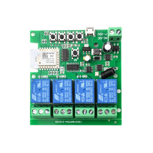 4 Channel 7-32V Tuya Smart APP Zigbee Smart Relay Switch Module AC/DC 7-32V USB 5V RF/APP Wireless Remote Control self-locking interlock wireless remote control motor garage door electric curtain scene linkage Smart Home Work With Alexa or Google home