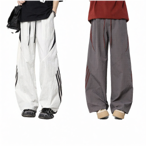 Mark Fairwhale | Street Style Stripe Wide Leg Summer Casual Trousers