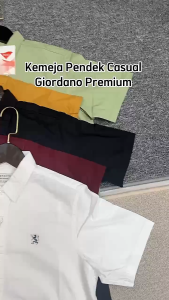 Kemeja Pendek Giordano 3D Cotton Premium ~ Kemeja Casual Pria Polos ~ Kemeja Formal Pria Lengan Pendek