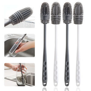 Silicone Cup Brush Milk Bottle Long Handle Cleaning Brush Water Bottles Cleaner Glass Cup Washing Brush Kitchen Cleaning Tools