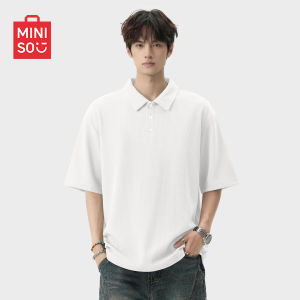 Miniso | Black Waffle Knit Heavyweight Short Sleeve Polo Shirt