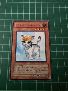 YUGIOH Japanese FET-JP033 初版日纸 救援貓 Rescue Cat (N) HEAVY PLAYED 70%