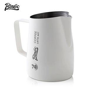 BINCOO Latte Cup Milk Foam Jar Pointed-mouth Embossed Coffee Pull Flower Cup Milk Jar for Household Office and Coffee Shop 420ML