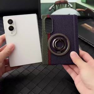 szhaiyu | For Samsung Galaxy Z Fold 8 Ultra Fold 7 6 5 4 Carbon Fiber Texture Case For Magsafe Outer Screen Glass Hinge Holder Cover Funda