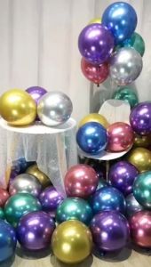 DINOSO Balon Latex Chrome Metalik 12 inch ECERAN (isi 1 10 20 30 pcs) Balon Chrome Double Metalik Mengkilat