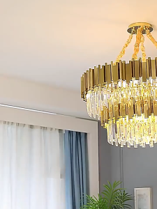 Luxury Gold Crystal Chandelier Lighting Led Ceiling Light Fixture Living Room Hotel Hanging Lamp