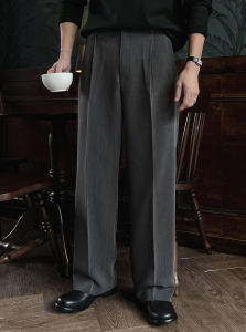 กางเกงขายาวทรงหลวมเอวยางยืดสำหรับผู้ชาย กางเกงขายาวทรงตรงระดับไฮเอนด์ กางเกงขายาวทรงเดรส กางเกงขายาวทรงเดรส
