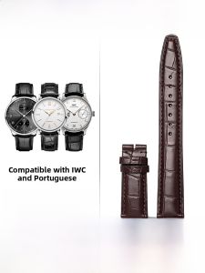 Woalmorn | Mens Genuine Crocodile Leather Watch Band Compatible With IWC Portuguese 7 Timer Bataviano Original Band Woalmorn