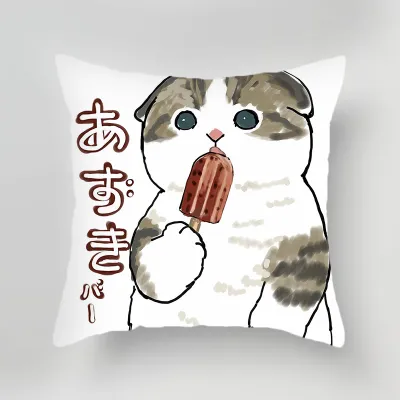 Nordic Simple Cartoon Cat Childrens Pillowcase Office Nap Pillow Living Room Bedroom Backrest Cushion Cute Style PP Cotton Filling