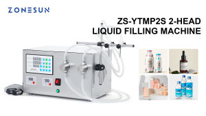 เครื่องบรรจุของเหลว ZONESUN 2หัว ZS-YTMP2S น้ำมันหอมระเหยกึ่งอัตโนมัติน้ำหอมน้ำผลไม้ปั๊มแม่เหล็กขวดน้ำบรรจุภัณฑ์