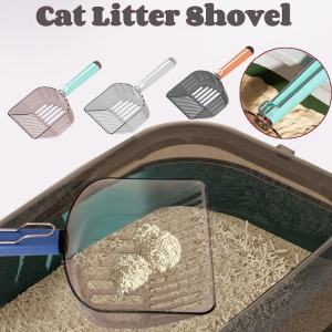 Cat Litter Shovel Stainless Handle with Sealing Clip Transparent Pet Toilet Clean Tool