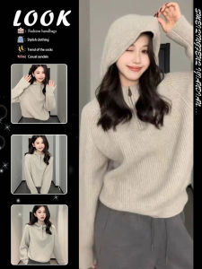 Soft Hooded Knit Sweater Womens Fall and Winter Wear