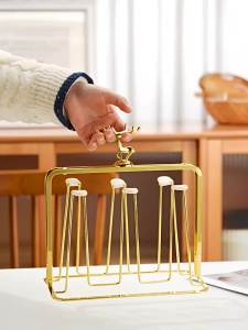 GIANXI Cup Storage Rack Nordic Reindeer Decorative Iron Cups Holders Household Water Cup Storage Drain Cup Holder