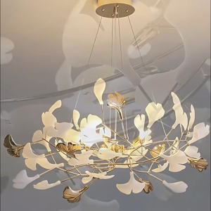 【Warranty】Modern Lighting Fixtures Nordic Ginkgo Leaf Restaurant Pendant Lamp LED Modern Living Room Light Home Luxury Bedroom Chandelier