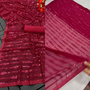 [PRE-ORDER] NEW PARTYWEAR LUXURY SAREE & BLOUSE WITH DUAL SEQUINCE EMBROIDERY WORK WITH GEORGETTE FABRIC [DELIVERY TIME 12 DAYS]