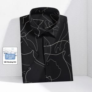 Áo Sơ Mi Nam Tay Ngắn Mùa Hè 2024 Áo Sơ Mi Công Sở Thường Ngày in Họa Tiết Cổ Bẻ Tay Áo Thoáng Khí Mùa Hè