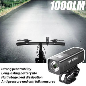 SMILING SHARK 1000LM ไฟแอลอีดีรถจักรยานยนต์ USB ไฟหน้าจักรยานแบบชาร์จได้ติดตั้งง่าย MTB จักรยานเสือภูเขากลางแจ้งขี่จักรยานปลอดภัยเตือนไฟติดจักรยานอุปกรณ์เสริม