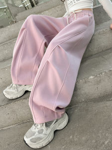 Girls Casual Pants Spring Autumn Style 2025 New Trendy Child Middle Large Children round Moon Blade Sweatpants Embedded Rope