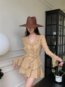 Sweet Style Long Sleeve Shirt And High Waist Short Skirt Two Piece Set Korean Design Summer New Arrival Fashionable Womens Ensemble