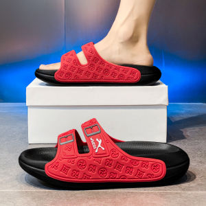 Red Slippers Mens Home Anti-slip Summer Outdoor Casual Large Size 45 Sandals Thick Bottom One-Strap Coconut Slippers