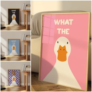 What the Duck Print Art Picture Funny Cute Animal Canvas Posters Modern Wall Painting for Bathroom Bedroom Dorm Decor