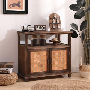 Retro American Painted Wooden Storage Cabinet Multi-Drawer Living Room Bookshelf Balcony Organizer Artistic Country Style
