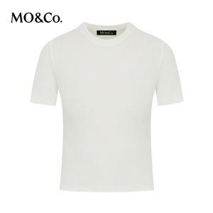 MoCo Elastic Short Sleeve round Neck Crop Top Womens Fashionable Slim Fit T-Shirt Street Style Spring 2023 Trendy Belly Button Exposure