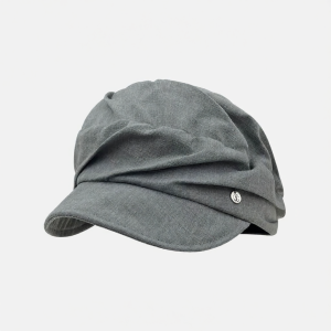 Mũ Béret Nếp Nhăn Mỏng Đen Phong Cách Retro