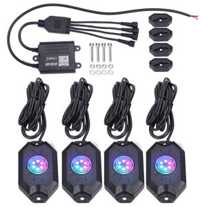 Senlo | SENLO 4 Pods RGB LED Rock Light APP Control Music Neon Car Underglow Chassis Light for Offroad Truck SUV Rock Lights