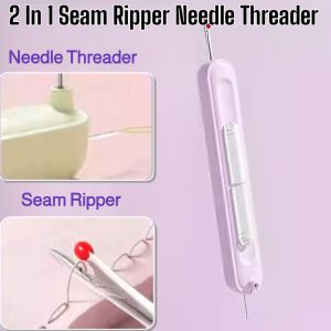 2 In 1 Seam Ripper Needle Threader Easy Use Safe No Hurt Hands Quick Sewing Kit