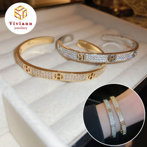 Viviann Original sterling silver New Design Waterproof White Moissanite Bangles Open Bracelets Jewelry Factory Wholesales Gold Jewelry Silver Color Bangles & Bracelets Jewelry Bangles Gift