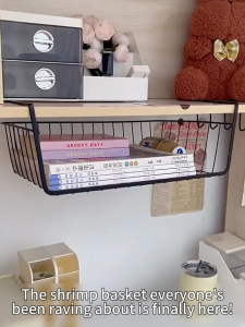 SOFTHOME White Hanging Storage Basket Under Shelf Desk Organizer Multifunctional  Pull Out Racks