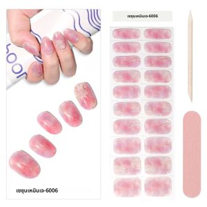 เครื่องมือสติกเกอร์เล็บเจลกึ่งหายชุด 20 ชิ้น - สติกเกอร์พร้อมรูปแบบเล็บวาววับสําหรับเล็บทํางานร่วมกับโคมไฟเล็บ UV / LED