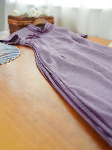 Purple Summer Thin New Chinese Style Womens Qipao Su City Diary National Style Improved Daily Wear for Mom High End Fashion